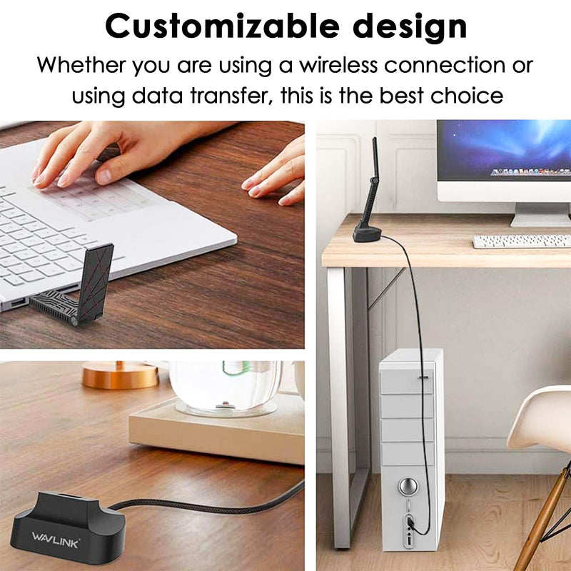WAVLINK USB WiFi Adapter for Desktop PC, AC1900 WiFi Adapter Dual Band 2.4GHz/5GHz Wireless Network Adapter for Laptop, Support Windows 7/8/8.1/10/11, MacOS 10.7-10.15