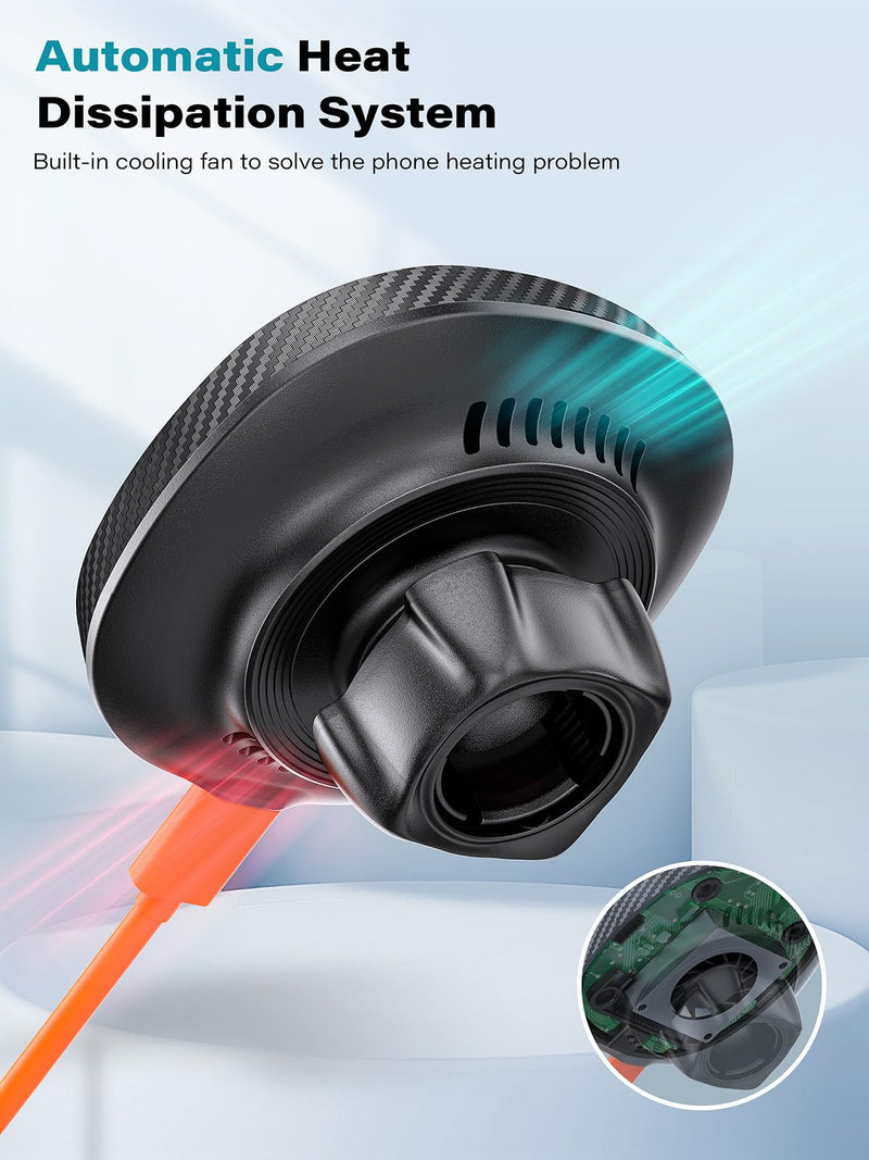 for Qi2 15W Magsafe Car Mount Charger, Phone Holder Car Cup Holder Wireless Car Charger Heat Dissipation Fan, Fast Charging Magnetic Phone Holder for iPhone 17 16 15 14 13 12 [PD 30W Adapter]