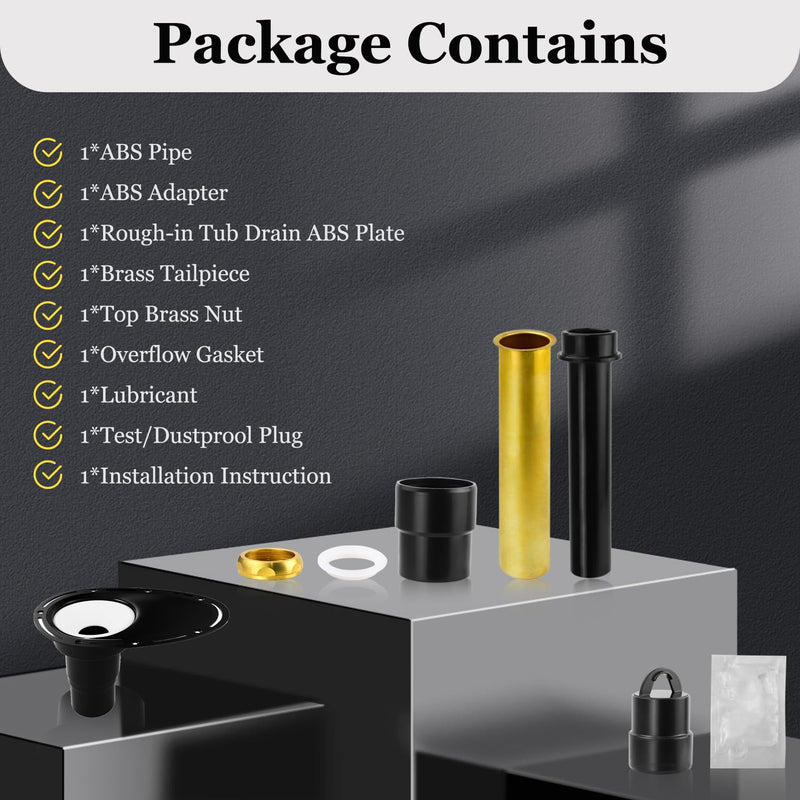 Freestanding Bathtub Drain Rough-in Kit, Freestanding Tub Drain Kit for Freestanding Bathtu, with ABS Pipe and Brass Pipe, with CUPC Certification