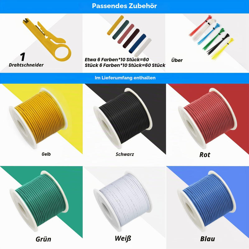 18 AWG 0.75 mm² Silicone Electronic Wire Cable Kit, 4 m Each, Wire Tinned Copper Strands, for DIY Models, Household Appliances, etc | Multi-strand tinned copper, ultra-flexible silicone. For RC, LED, electronics and model making 18 AWG-Silicone