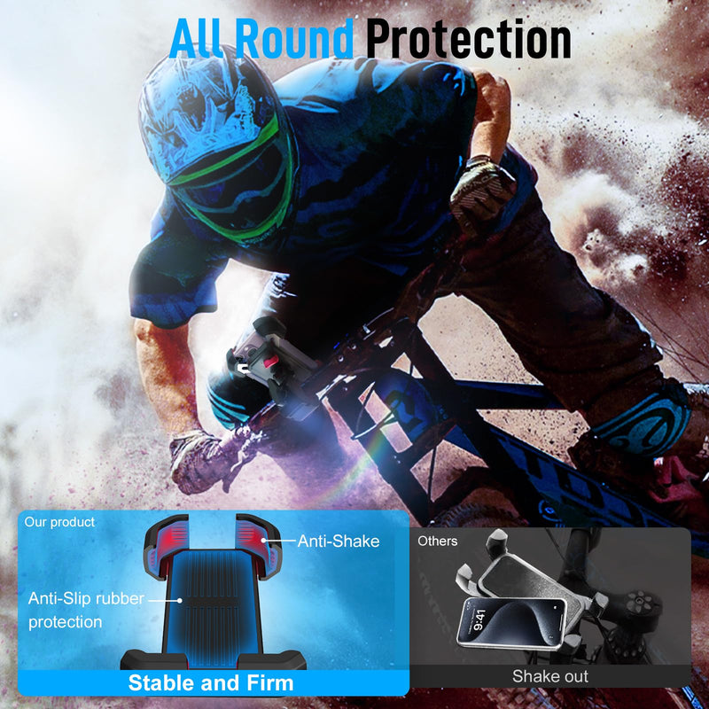 Bike Phone Holder, Moman PME1 Universal Motorcycle Phone Mount 360° Rotatable with Quick Release Handlebar Clamp Compatible with iPhone Samsung 4.5”-7.0” Phone, Motorcycle-Phone-Holder-Motorbike-Mount