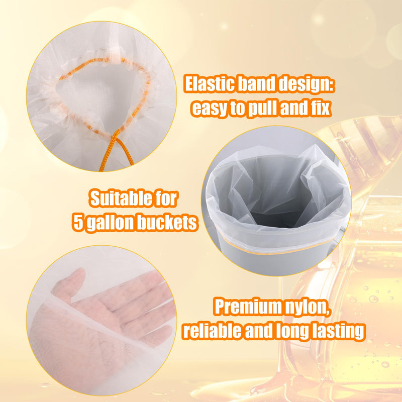 PEUTIER Pack of 2 Honey Filter Bags, 57.5 x 46 cm, Fine Mesh Nylon Strainer Bag with Adjustable Drawstring, Reusable Honey Filter Cloth, Nut Milk Bag, Beekeeping Supplies for Beginners for Farmers