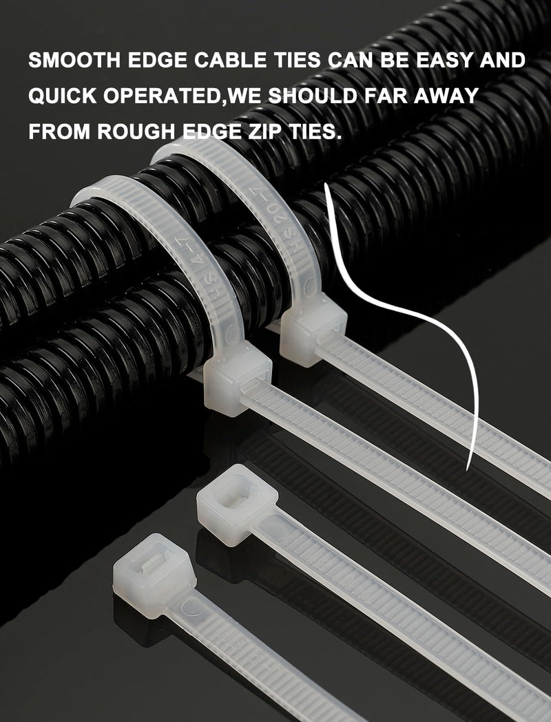 HS Durable Plastic Zip Ties 4 Inch (Bulk-1000 Pack) Small Tie Wraps Thin 18 Lbs Self-Locking Nylon Cable Ties for Electronics Organizer, Wire Zip Ties Black Black 4"1000