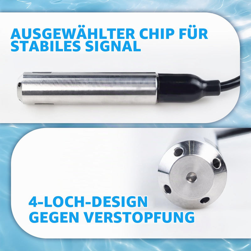 Level Sensor 4-20 mA, IP68 Multilayer Liquid Level Transmitter, Water Level Sensor Detector, Stainless Steel Liquid Water Level Sensor Transmitter with Cable 0-5 m