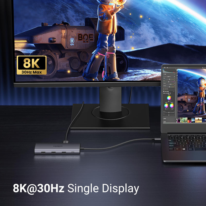 UGREEN Revodok Pro 210 Docking Station 10 in 1 USB C Dock Dual HDMI 4K@60Hz Single 8K@30Hz 100W PD 5Gbps USB C and USB A Data Ports Gigabit Ethernet, SD/TF Card Reader USB Hub Compatible for HP, Dell