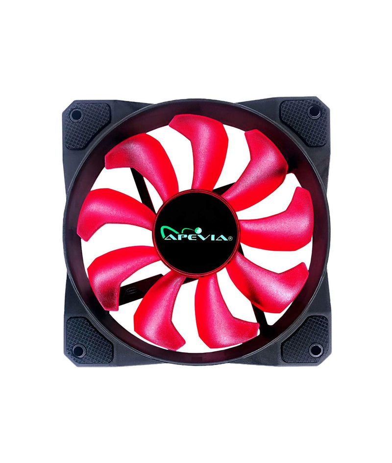 Apevia CO512L-RD Cosmos 120mm Red LED Ultra Silent Case Fan w/ 16 LEDs & Anti-Vibration Rubber Pads (5 Pk)