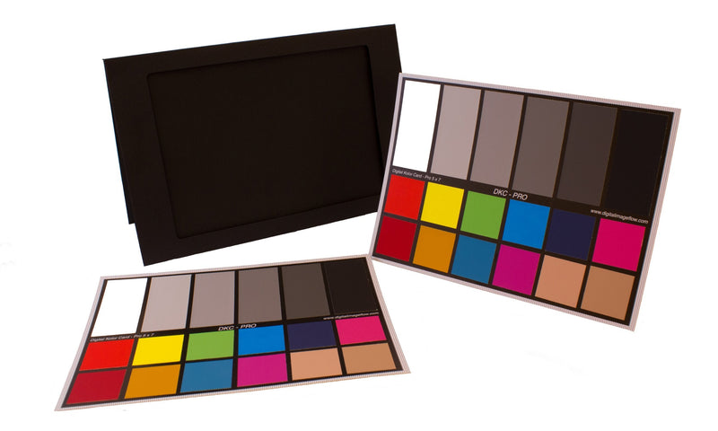 DKC-Pro 5" x 7" Set of 2 White Balance and Color Calibration Charts with 12% and 18% Gray - Pro Quality - Includes Frame Stand and User Guide