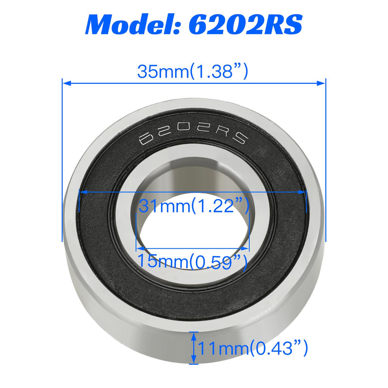 YOXUFA Front Rear Mini Bike Wheel Bearing for Predator 212cc Coleman CT200U CT200U-EX BT200X Baja Warrior MB200 MB165 Massimo Hensim 196cc 6.5hp Motor 6202RS Parts