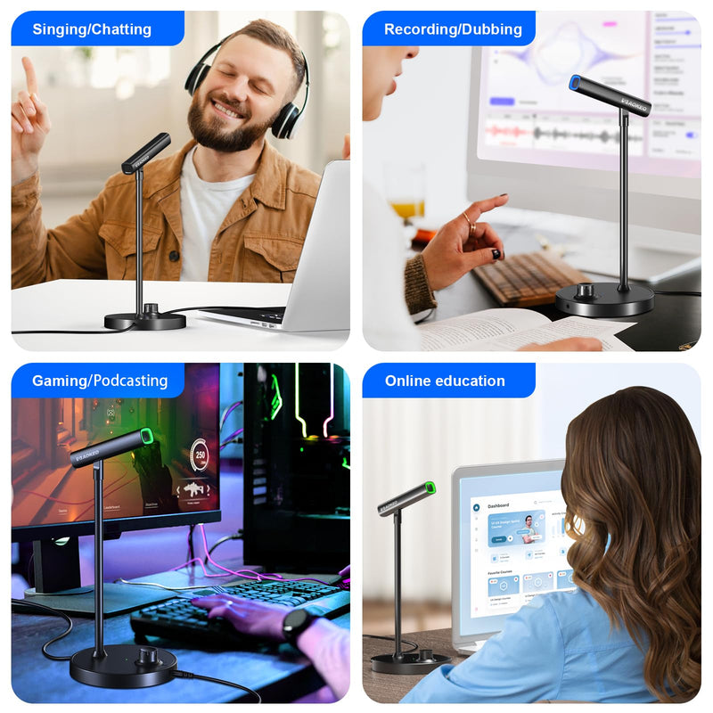 Aokeo USB Microphone, Gaming Microphone for PC with Volume Control Buttons for Recording,Podcasting,Streaming,YouTube,PS5 PS4 Mac Laptop AK-2