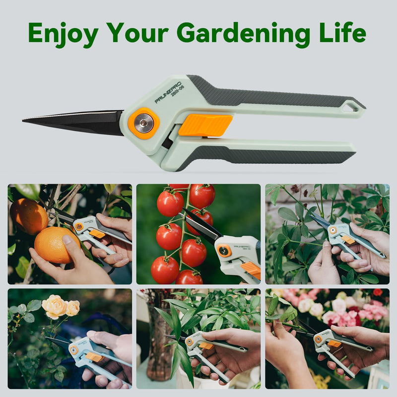 PrunePro Pruning Shears Gardening Scissors Set Professional Hand Pruner Sharp Stainless Steel Blade Garden Scissors Plant Flower Garden Clipper Green Set
