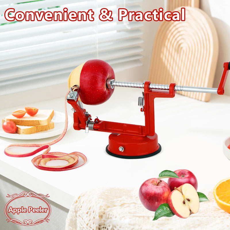 Apple Peeler Corer,Apple Slicer With Stainless Steel Blades,Fruit Cutter Machine, Convenient and Funny, Creative Kitchen Tool Gift for Baking Lover（Red） Red 1 Blade