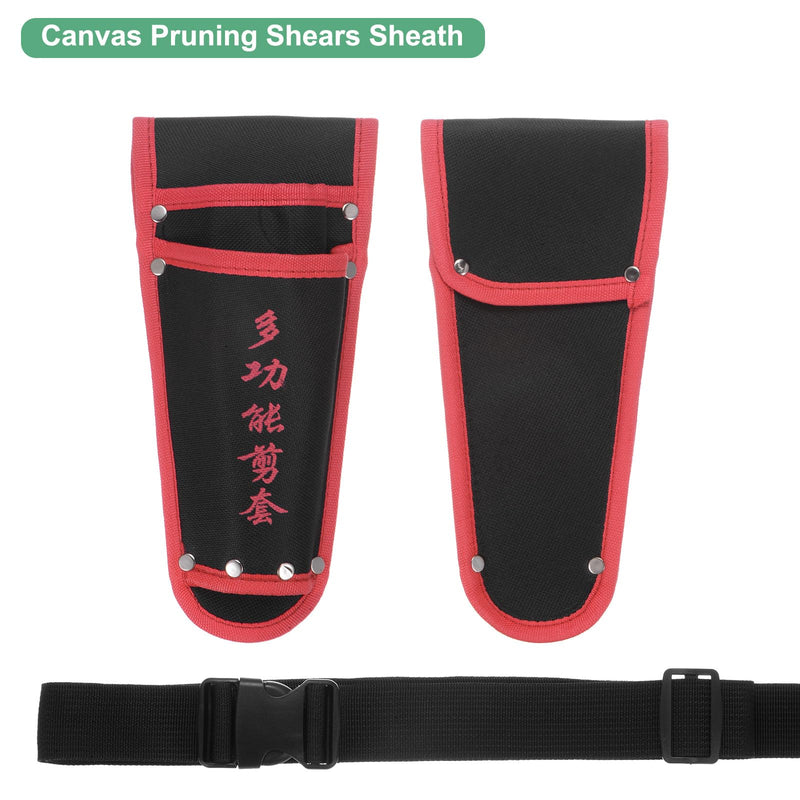 6-Pack Garden Pruner Sheath, Portable Non-Slip Canvas Pruning Shears Sheath Plier Holder W Belt, Garden Scissors Case for Hand Pruner/Garden Shears/Clippers [Red-Black] 6