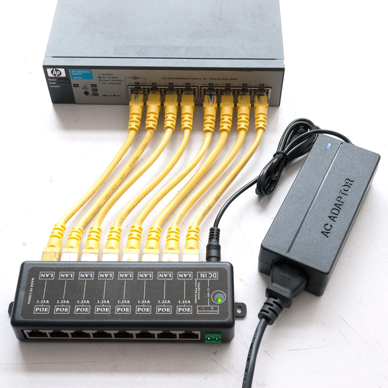 8 Ports Gigabit Passive PoE Injector Midspan Ethernet Adapter Without Power Adapter