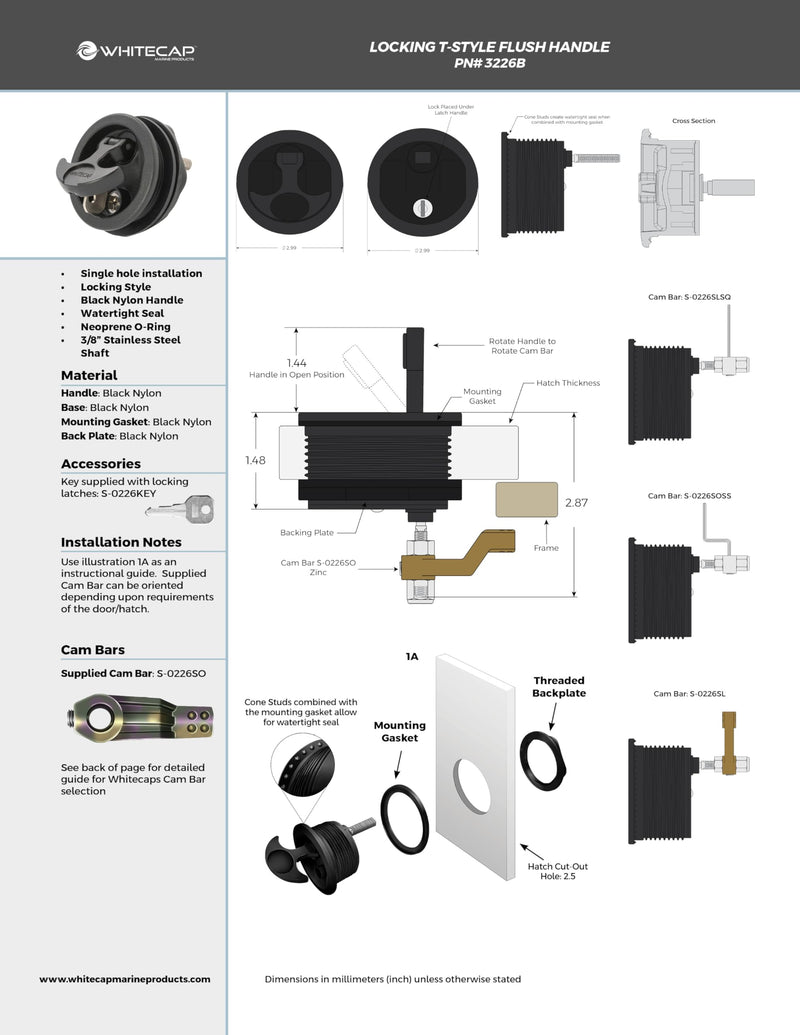 Whitecap T 3226BC T-handle