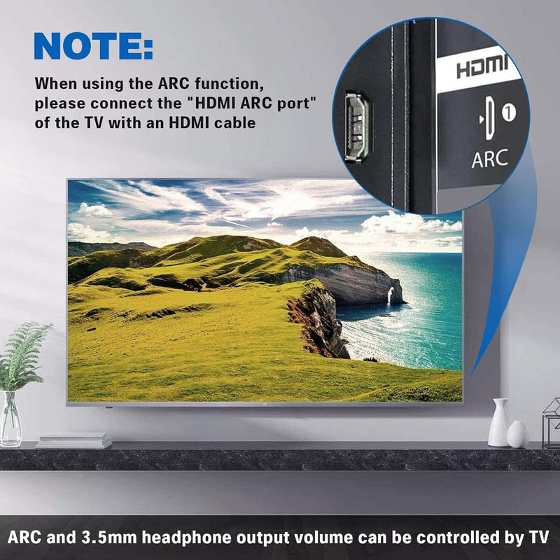 HDMI ARC Adapter,HDMI ARC to Optical Audio Adapter,192Khz DAC Digital to Analog Audio Converter,Optical HDMI ARC Input to Optical/SPDIF Coaxial Stereo L/R 3.5mm Jack Out for HDTV Soundbar