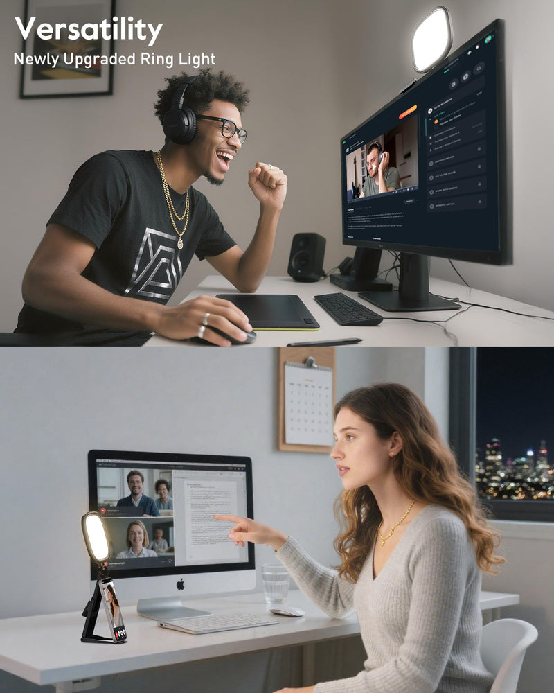 Ring Light for Desk, Laptop, Monitor & Phone – Soft Eye-Caring Webcam Light with 84 LEDs, 50 Modes, CRI 97.8+ for Zoom, Streaming, Video Calls, Remote Work – USB-Powered Selfie Light