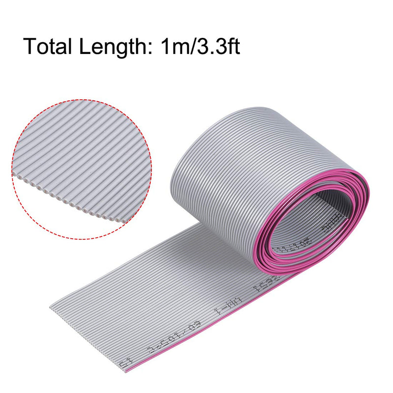 uxcell Flat Ribbon Cable Wire 1m/3.3ft Length 1.0mm Pitch 40 Pins Gray for AWM 2651 Connecting