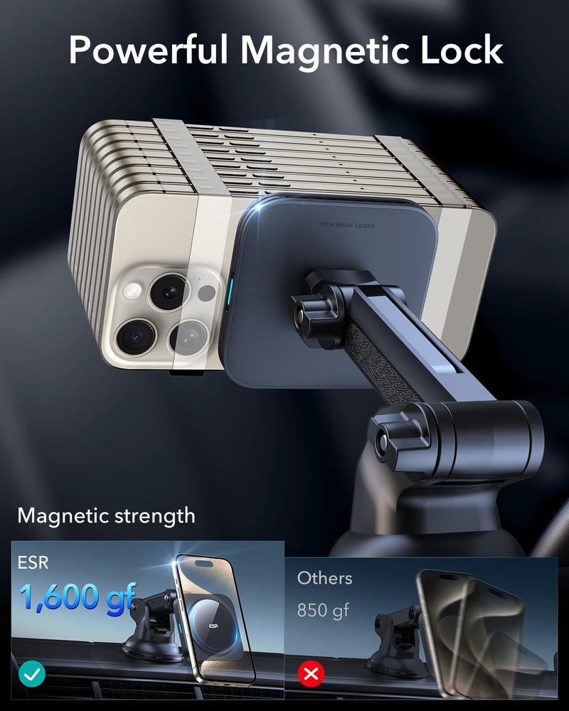 ESR for MagSafe Car Mount Charger, Dashboard Magnetic Wireless Car Charger, for MagSafe Car Charger, Windshield Car Phone Holder Mount for iPhone 15/14/13/12, Fast Charging