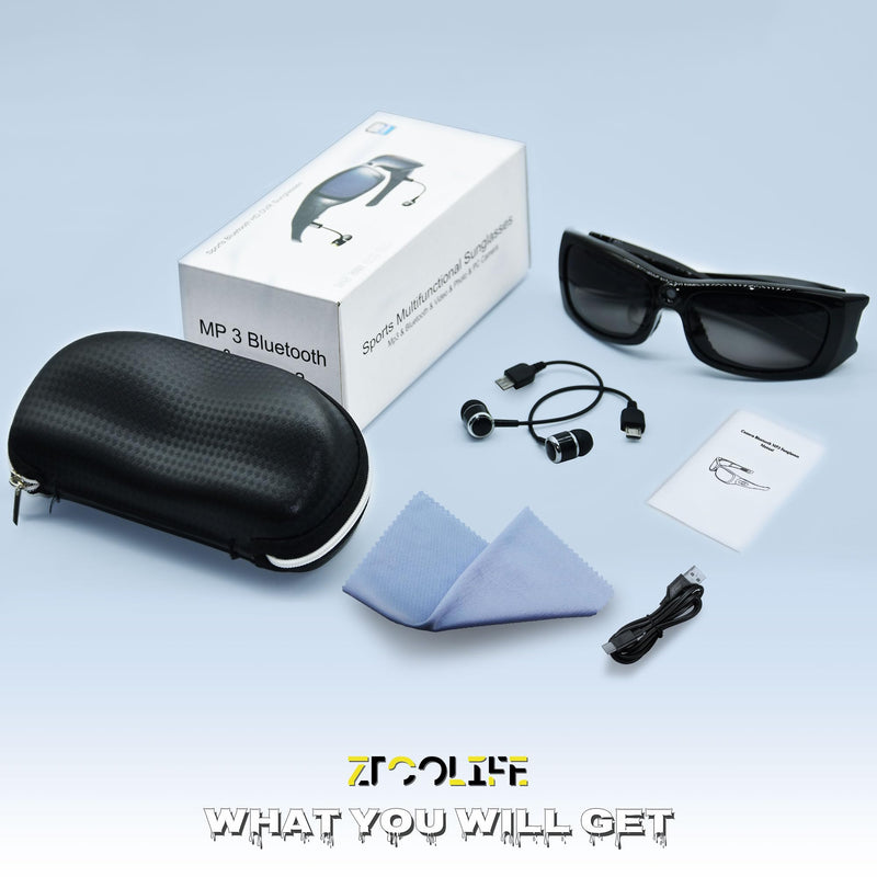 Video Glasses with Bluetooth, HD 1080P Video Glasses with Polarized UV400 Lens for Outdoor Sports(No Audio)