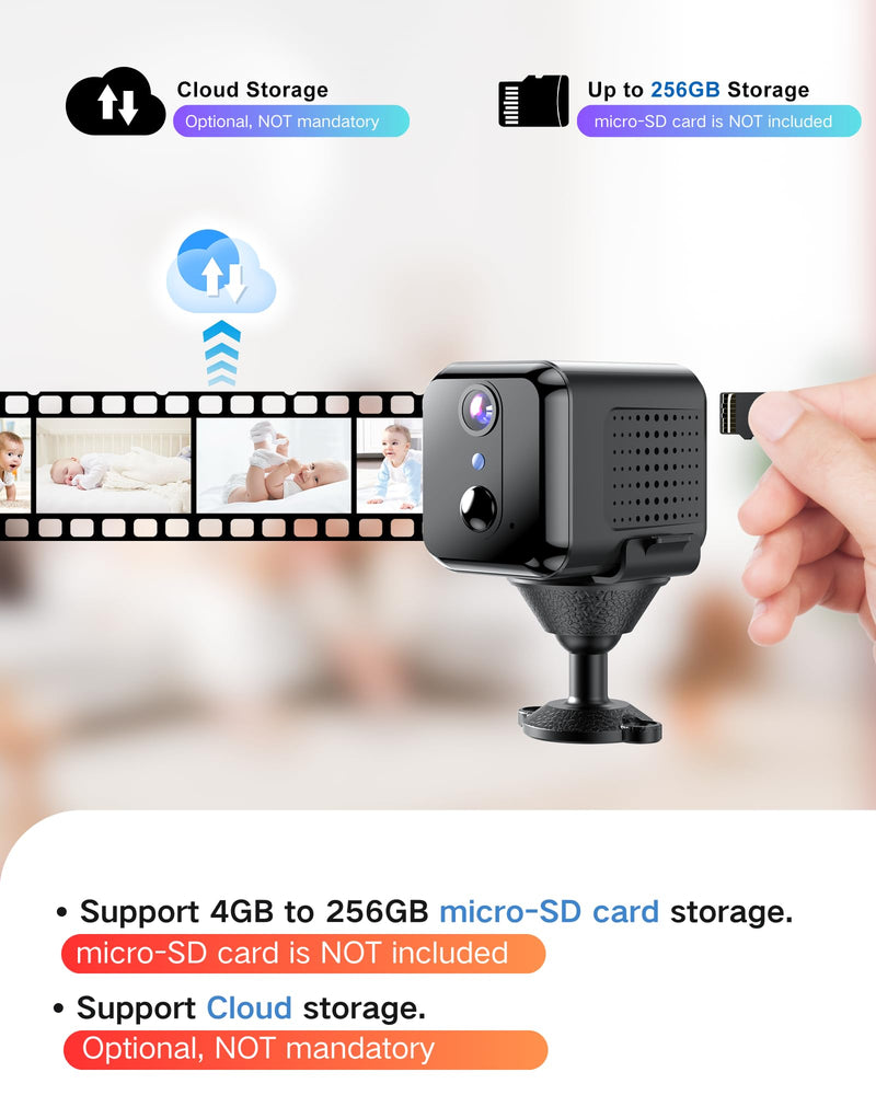 Spy Camera Hidden Camera, 2K HD Wi-Fi Wireless Mini Camera,Phone APP, AI Motion Detection, Auto-Night Vision,120-Day Standby Battery Life, Cloud &SD Storage,Small Camera Nanny Cam
