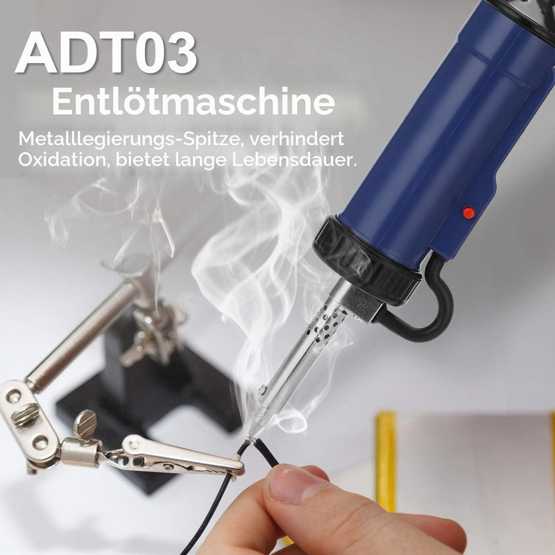 Weytoll Electric Desoldering Pump, Electric Vacuum Desoldering Iron, Suction Liquid Solder, 350 W Desoldering Pump with Heater, Palm, Electric Soldering Tin Sucker Va-cuum Soldering (Blue)