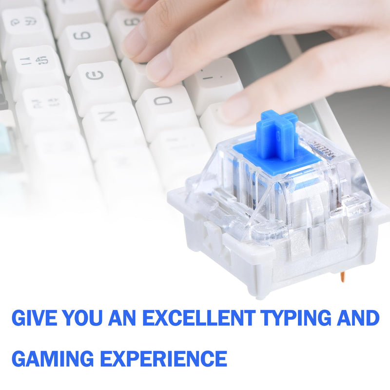 Pack of 20 Transparent Blue Axis Switches with Puller, 3 Pin Keyboard | Dustproof switches for mechanical keyboard - well suited for gaming keyboard and PC accessories - reliable and durable Blaue-20