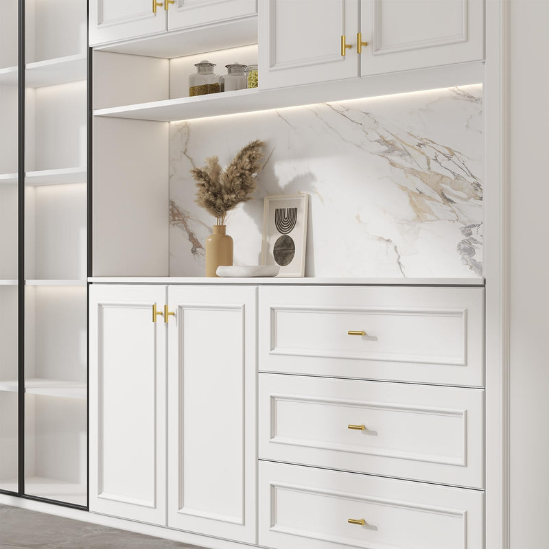 Goldenwarm Knobs for Dresser Drawers Brushed Brass Cabinet Knobs - LS201GD Contemporary Cabinet Hardware Knob 2" Overall Length Gold Cabinet Drawer Handles 30 Pack ‎Brushed Brass