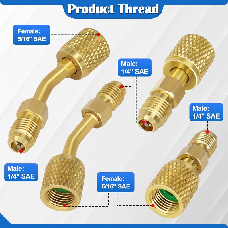 R410A Mini Split Adapter Kit, R410A Adapter kit, R410A Swivel Adapters, R410A Vacuum Pump Adapters with 5/16'' Female to 1/4''SAE Male, for Mini Split System Air Conditioner HVAC Refrigeration Service