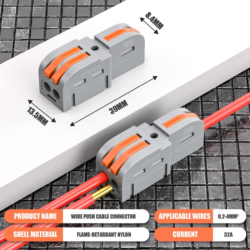 Connection Clamp, 10 Pieces, 1 in 2 Out Connection Clamp, with Lever, Cable Connector with 0.2-4 mm² Conductor Clamp for DIY Projects