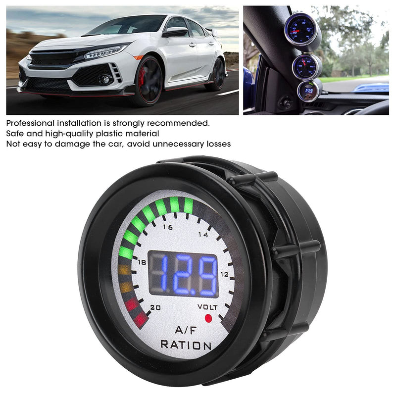 52mm Car Air Fuel Ratio Gauge LED Blue Digital AFR Kit for 12V 4/6/8 Cylinder Gasoline Ehicle Air/Fuel Display with Narrowband O2 Oxygen Sensor Sender Unit Boat Sending Water