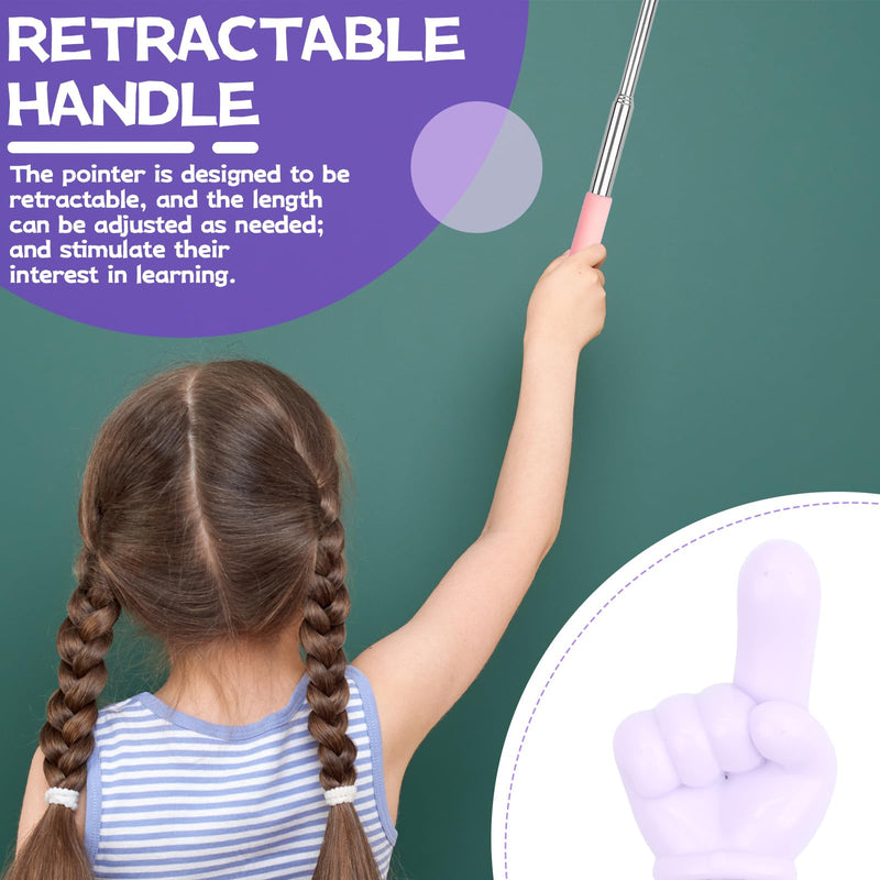 5PCS Retractable Teacher Pointer Sticks - 5 Colors Extendable Hand Pointers for Classroom, Students Reading, Whiteboard/Blackboard Teaching Supplies (Blue/Purple/Green/Pink/Yellow)