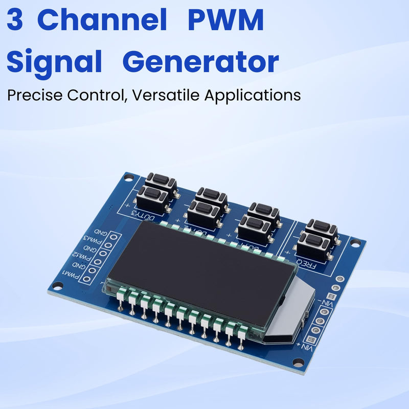 3-Channel PWM Digital Signal Generator Module, 1Hz-150kHz Adjustable, Rectangle/Square Wave Generator, Duty Ratio 0%-100% with LCD Display