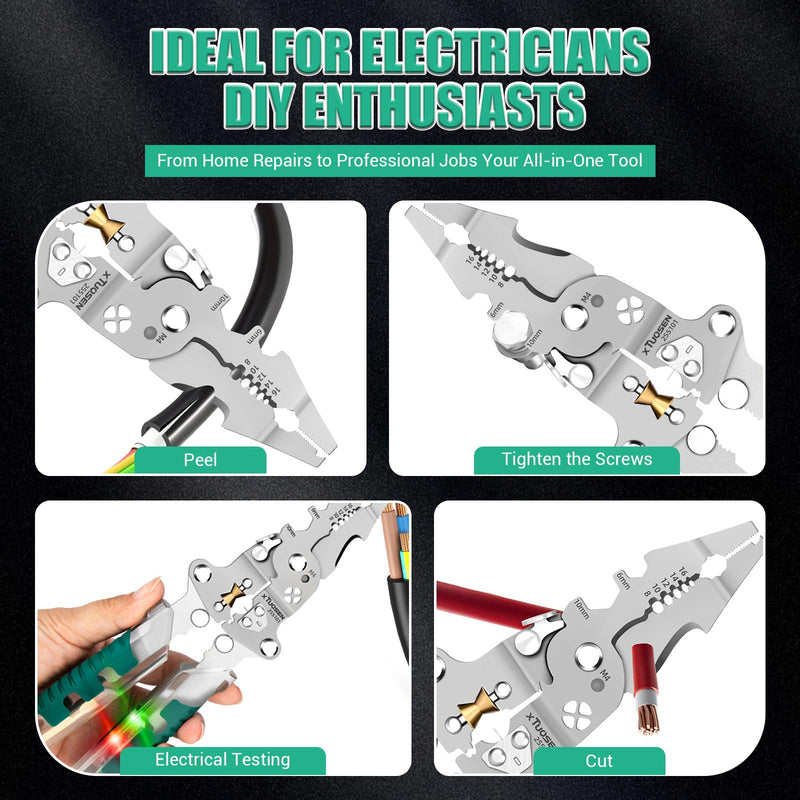 18-in-1 Wire Stripper & Multi-Tool Pliers, Foldable Electrician Tool with Screw Cutter, Wire Crimper, Stripper, and Tester – Compact All-in-One Hand for Home & Professional Use