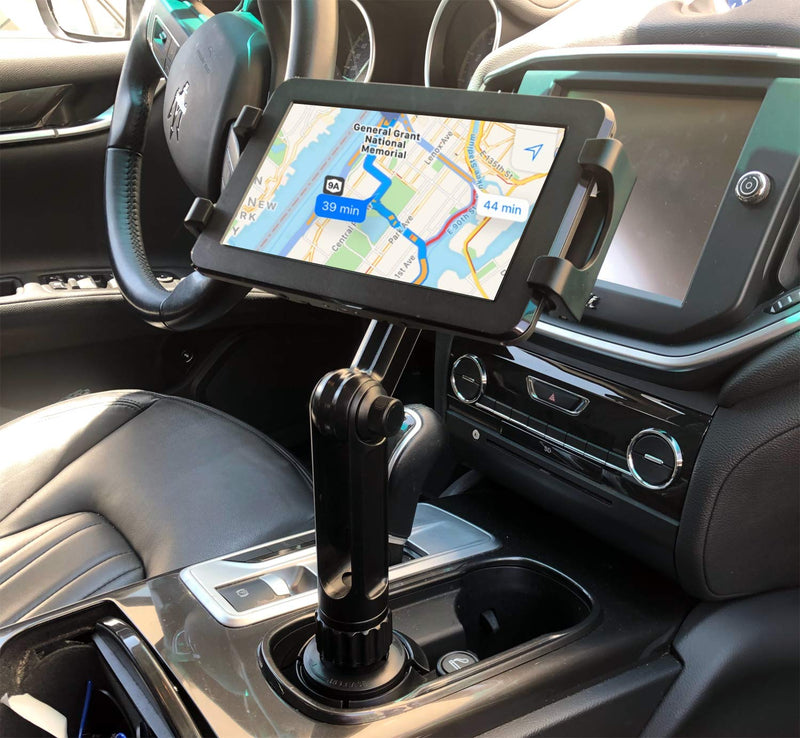 LycoGear Lycan Car Truck Extended Drink Cup Holder Smartphone Tablet Mount for iPad Pro Air Mini iPhone X XR XS 11 MAX 8 Galaxy Tab S10 Surface Pro & most 6"/7" screen GPS