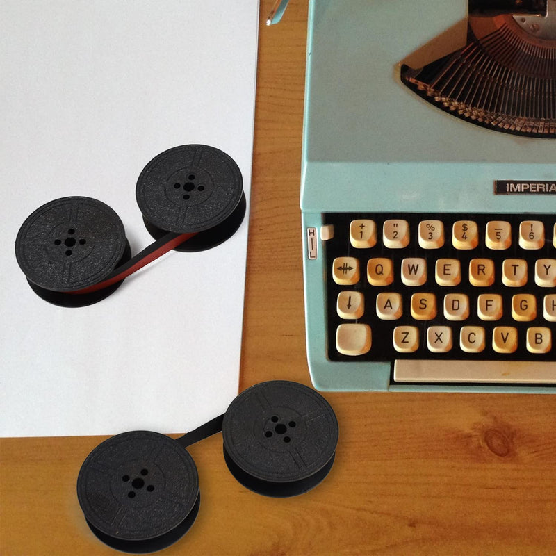 4 Pairs Universal Typewriter Ribbon Twin Spool Replacement Pack Compatible with Most Typewriter Black-Red 4 Pair Black-Red