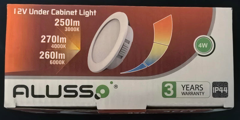 ALUSSO set of 6 12V LED recessed ceiling spotlights 3.5W furniture recessed spotlights 3000K warm white 4000K neutral white 6000K cold white, recessed LED spotlights flat drill hole 55-58mm and 14.5mm flat, IP44 waterproof nickel