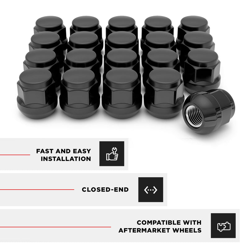 White Knight M12x1.5 Lug Nuts for Select Honda and Acura (Short Version), Factory Style Radius Seat (Black Chrome Plated) – 1907SRBK-20AM (20 Pack) BLACK CHROME 0.98" HT (20 Pack)