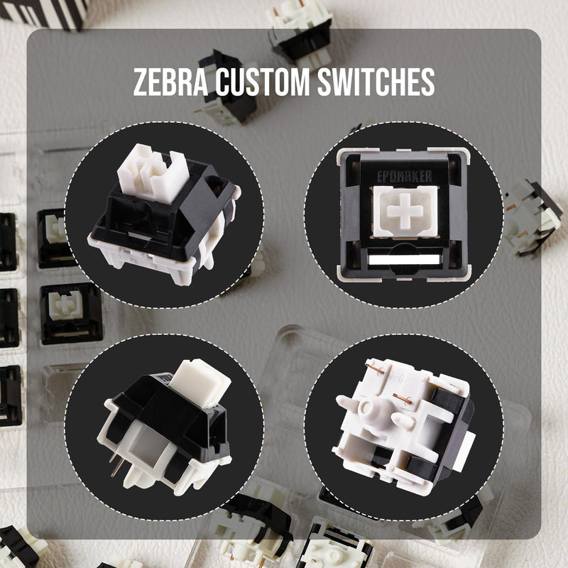 EPOMAKER Zebra 40gf Linear Mechanical Keyboard Switches, 5-Pin Pre Lubed Creamy Switch, 100 PCS, with POM Stem, 21mm Spring, Compatible with MX Keycaps for Gaming Keyboard
