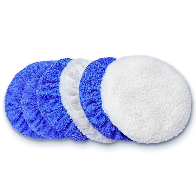 5 to 6 Inch Car Polisher Pad Bonnet, 15Pcs Car Polishing Bonnet Buffing Pads, 10*Microfiber+5*Woollen 10*Microfiber+5*Woollen (5-6 Inches)