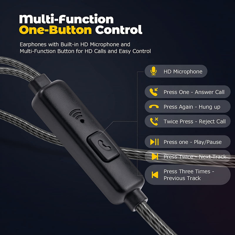 Earbuds Headphones with Microphone Pack of 5, Noise Isolating Wired Earbuds, Earphones with Powerful Heavy Bass Stereo, Compatible with Android, iPhone, iPad, Laptops, MP3 and Most 3.5mm Interface
