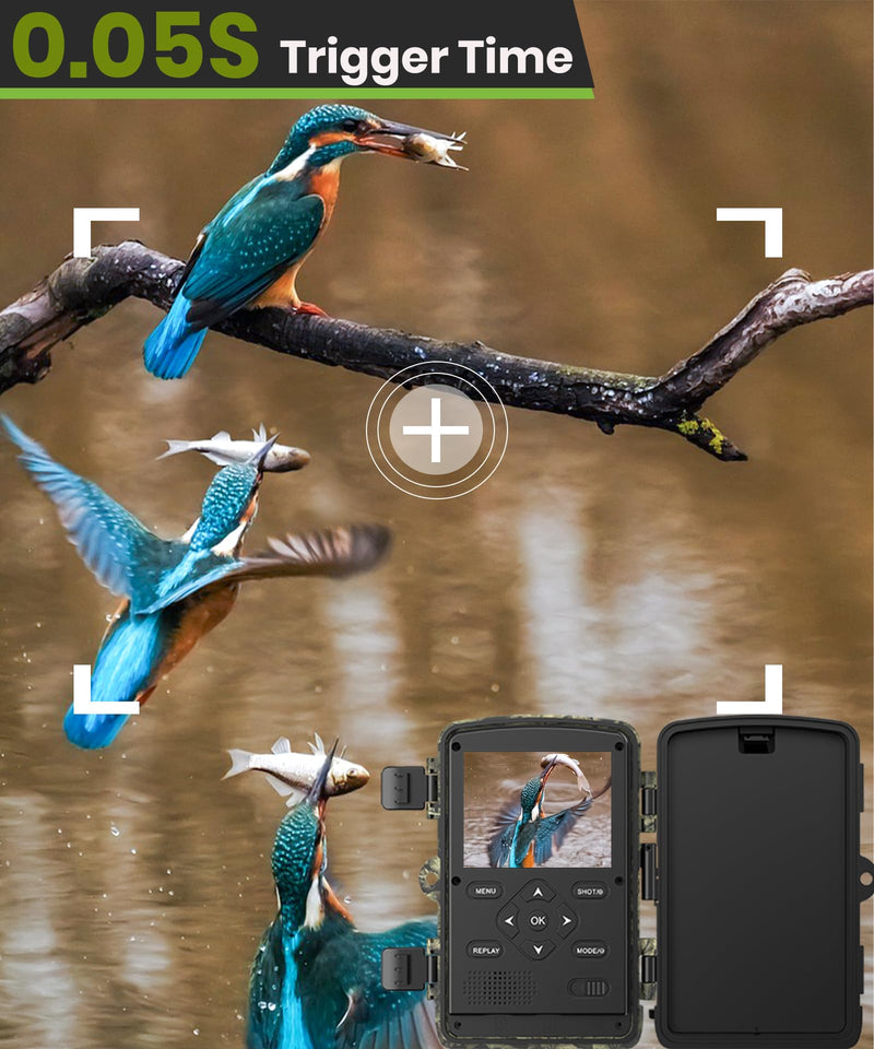 Trail Camera 4K 48MP Game Camera with Motion Activated, Low Glow Infrared LEDs Night Vision 130° Wide Angle with 32GB SD Card for Outdoor Wildlife Deer