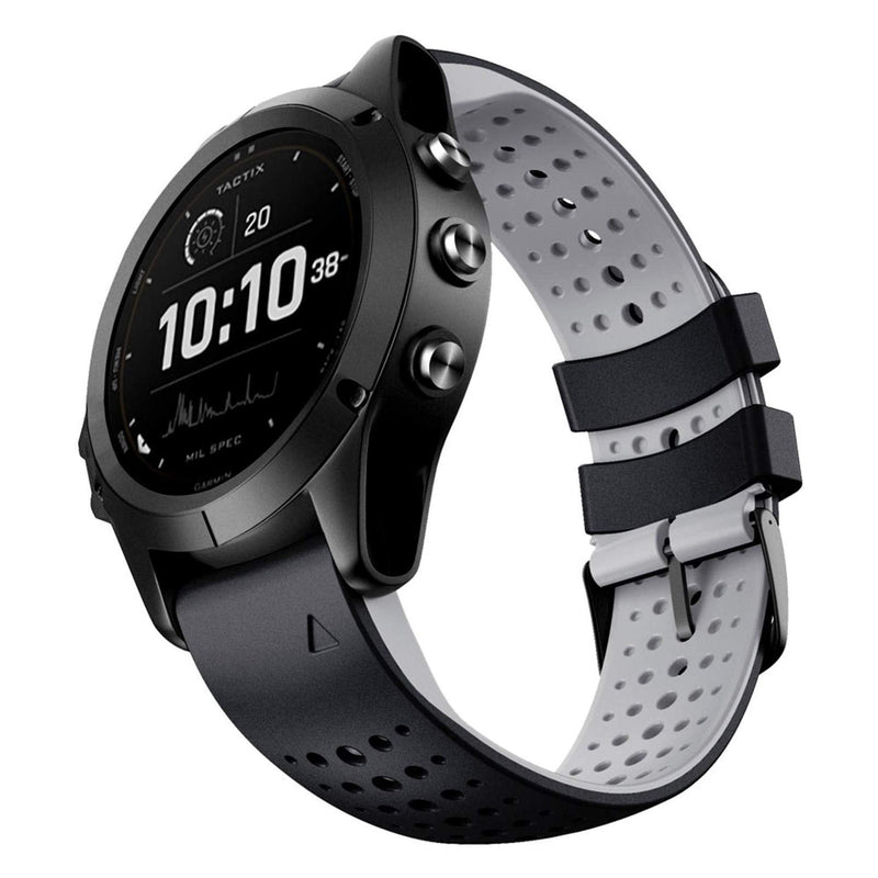 Abanen for Fenix 7 / Fenix 6/ Fenix 5 / EPIX 2 Silicone Quick Fit 22mm Watch Bands, Soft Sport Skin-Friendly Waterproof Wristband Strap for Garmin Instinct/Instinct 2 Solar,Approach S62 Black-Grey
