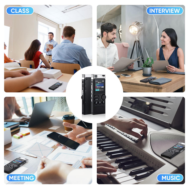 264GB High Capacity Digital Voice Recorder, Voice Activated Recorder for Lectures Meetings, Up to18000 Hours, MP3 Player, Voice Recorder with Playback