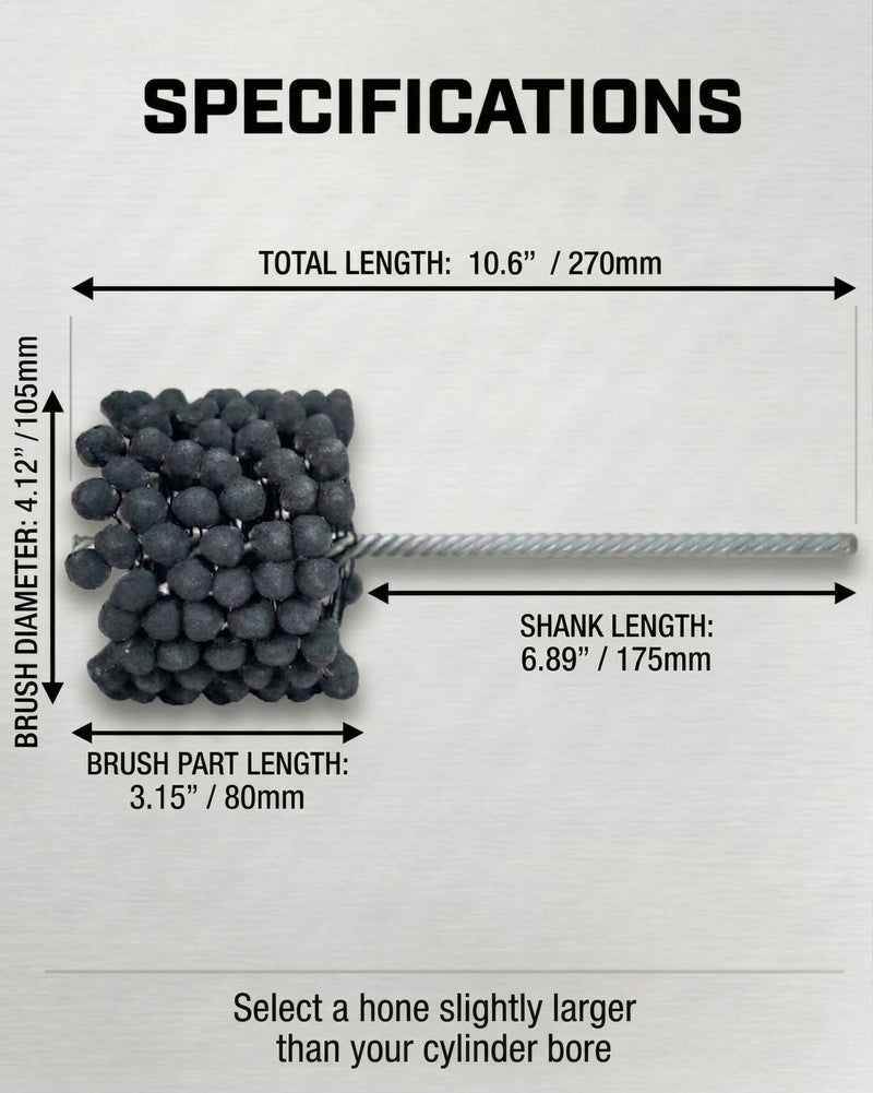 Cylinder Hone Tool, 4.125" (105mm) Silicon Carbide Ball Hone for Engine Deglazing, 240 Grit Bore Honing Brush for Automotive, Marine & Small Engine Rebuilds (240 Grit, 4.125") 4.125"
