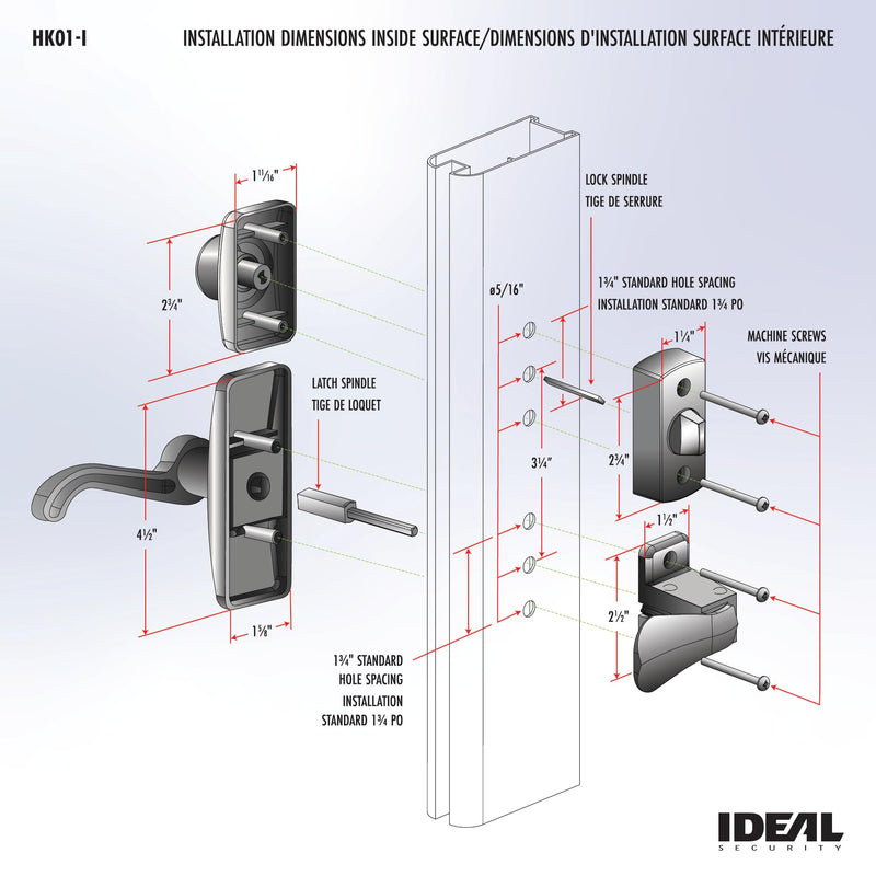 Ideal Security GL Door Lever Set with Keyed Deadbolt Lock for Storm and Screen Doors, White (4-Piece Set) 4-piece set