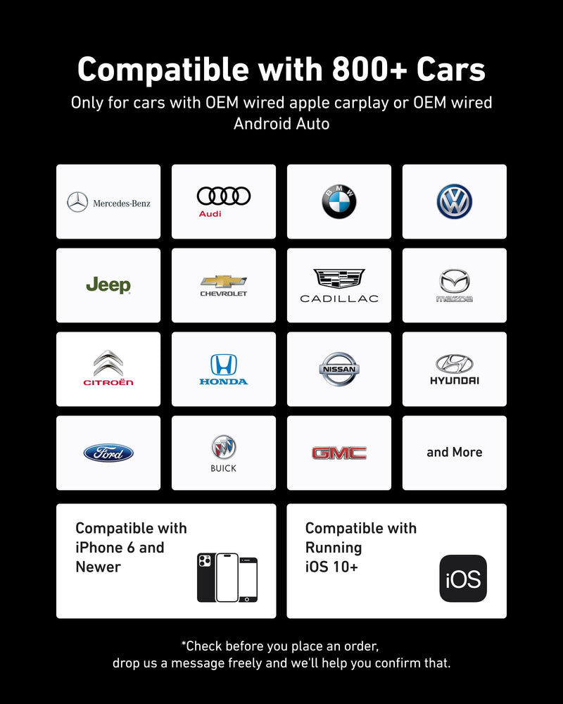 Wireless Carplay Adapter, 2 in 1 CarPlay Wireless Adapter & Android Auto Wireless Adapter, 2024 Upgraded Auto-Connect & Low Latency Wireless Car Play Dongle for Apple iPhone IOS10+ & Android 10+