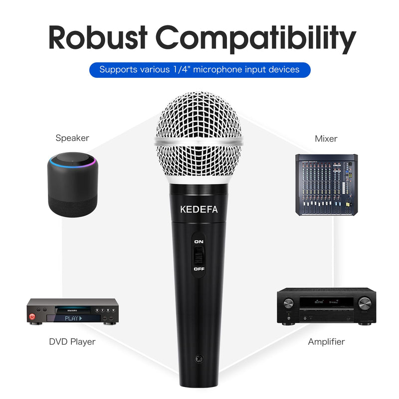 KM88 Handheld Wired Karaoke Microphone, Super Cardioid Dynamic Vocal Mic with 13.12ft Detachable XLR Audio Cable and ON/Off Switch, for Karaoke Singing Machine, Speaker