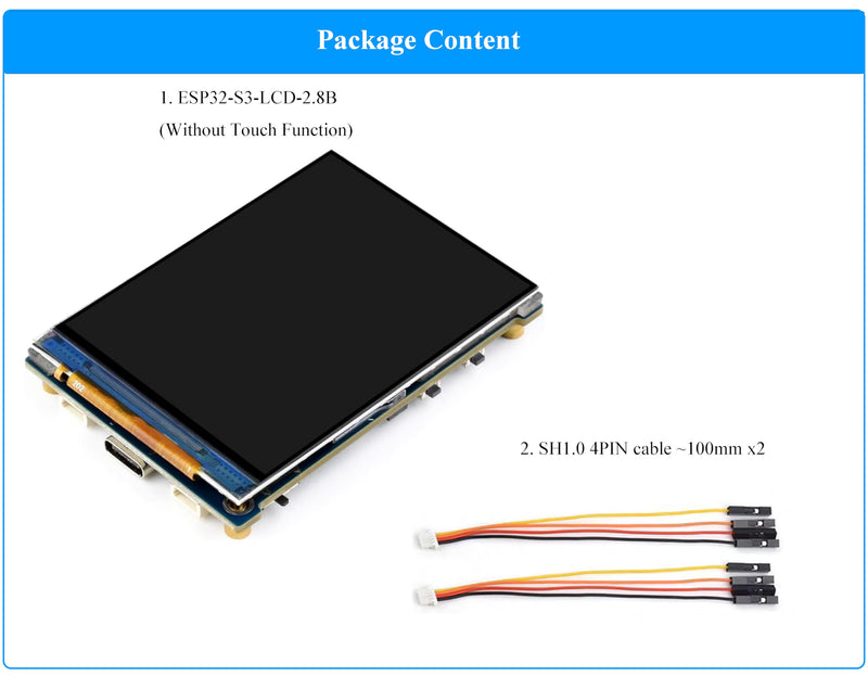 ESP32-S3 2.8inch Display Development Board, 480×640, IPS LCD, 32-bit LX7 Dual-Core Processor, Supports W-F-i & Blue-Too-th, ESP32 with Display (No Touch)