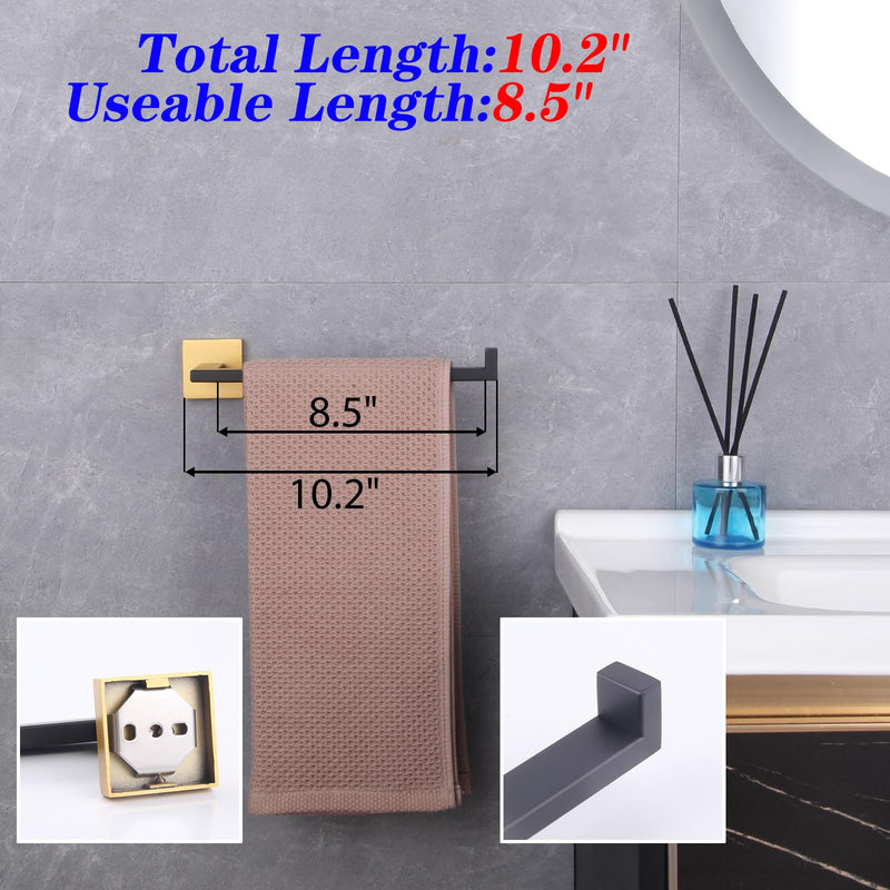 GERZWY Bathroom 2-Piece Hardware Accessories Toilet Paper Holder and Towel Ring Wall Mounted (Black & Gold) IG1856-2BD Black & Gold