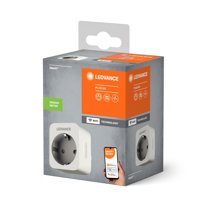 LEDVANCE wifi socket, WiFi electricity meter for socket for the SMART Home. Compatible and controllable with Google, Alexa or via app, 2.4GHz, pack of 1 indoor latest model